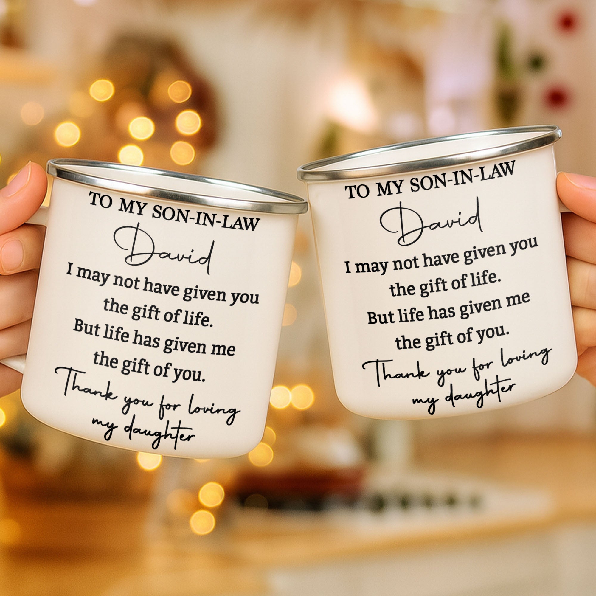 Personalized Enamel Mug Custom Gift for Son-In-Law | BBQ, Father's Day