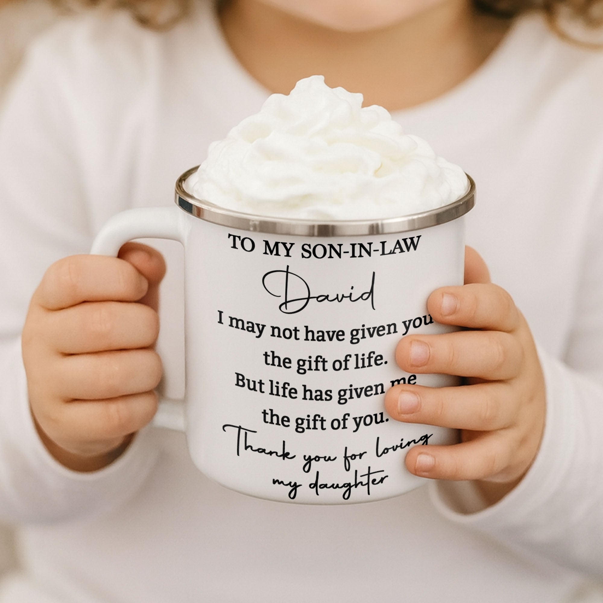 Personalized Enamel Mug Custom Gift for Son-In-Law | BBQ, Father's Day