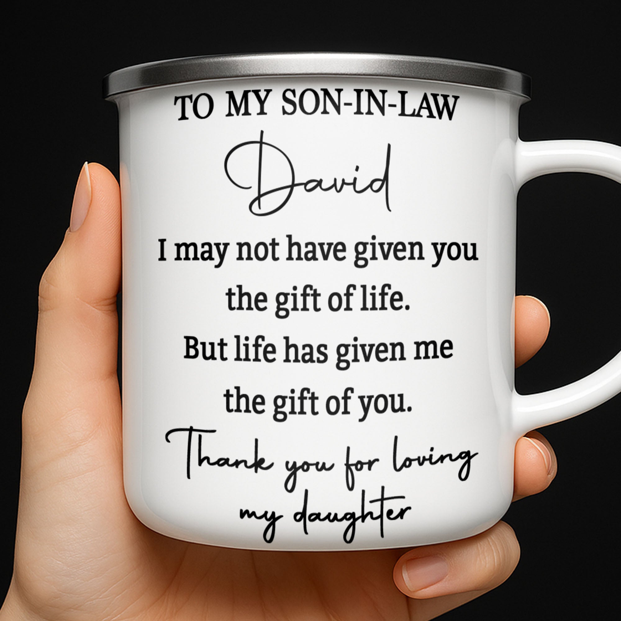 Personalized Enamel Mug Custom Gift for Son-In-Law | BBQ, Father's Day