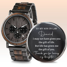 Load image into Gallery viewer, Personalized Engraved Wooden Watch Custom Gift for Son-in-Law
