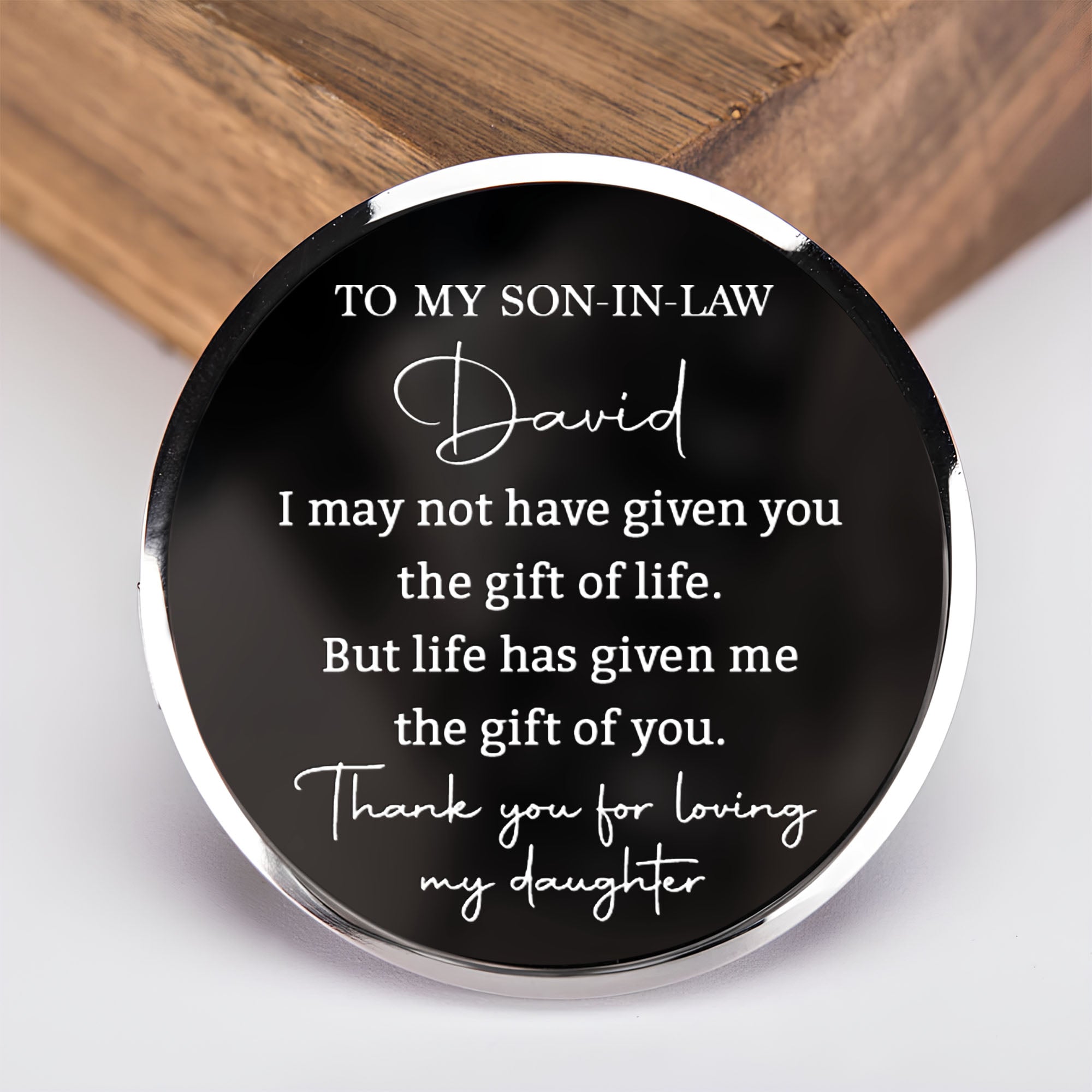 Personalized Engraved Wooden Watch Custom Gift for Son-in-Law