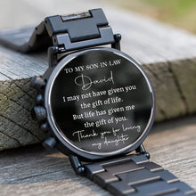 Load image into Gallery viewer, Personalized Engraved Wooden Watch Custom Gift for Son-in-Law
