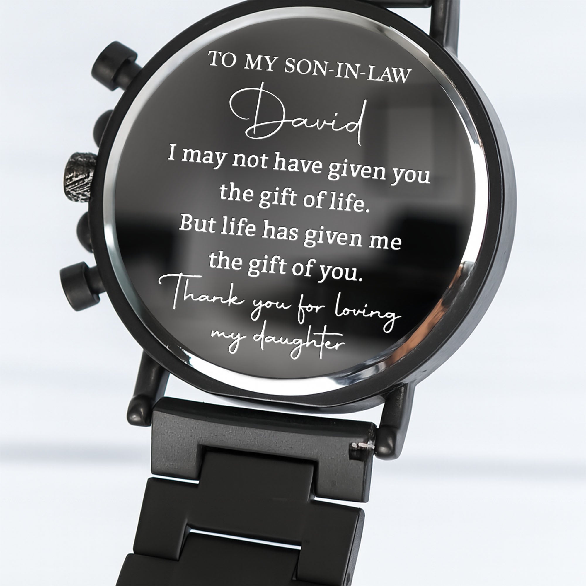 Personalized Engraved Wooden Watch Custom Gift for Son-in-Law