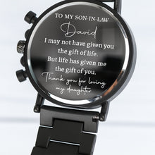 Load image into Gallery viewer, Personalized Engraved Wooden Watch Custom Gift for Son-in-Law
