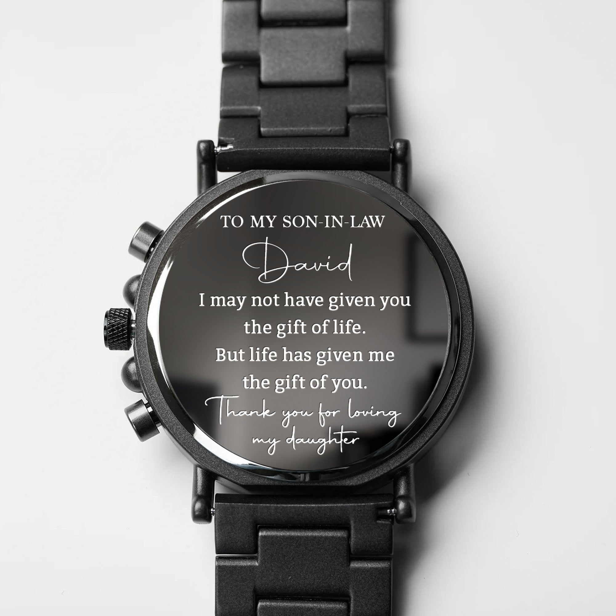 Personalized Engraved Wooden Watch Custom Gift for Son-in-Law