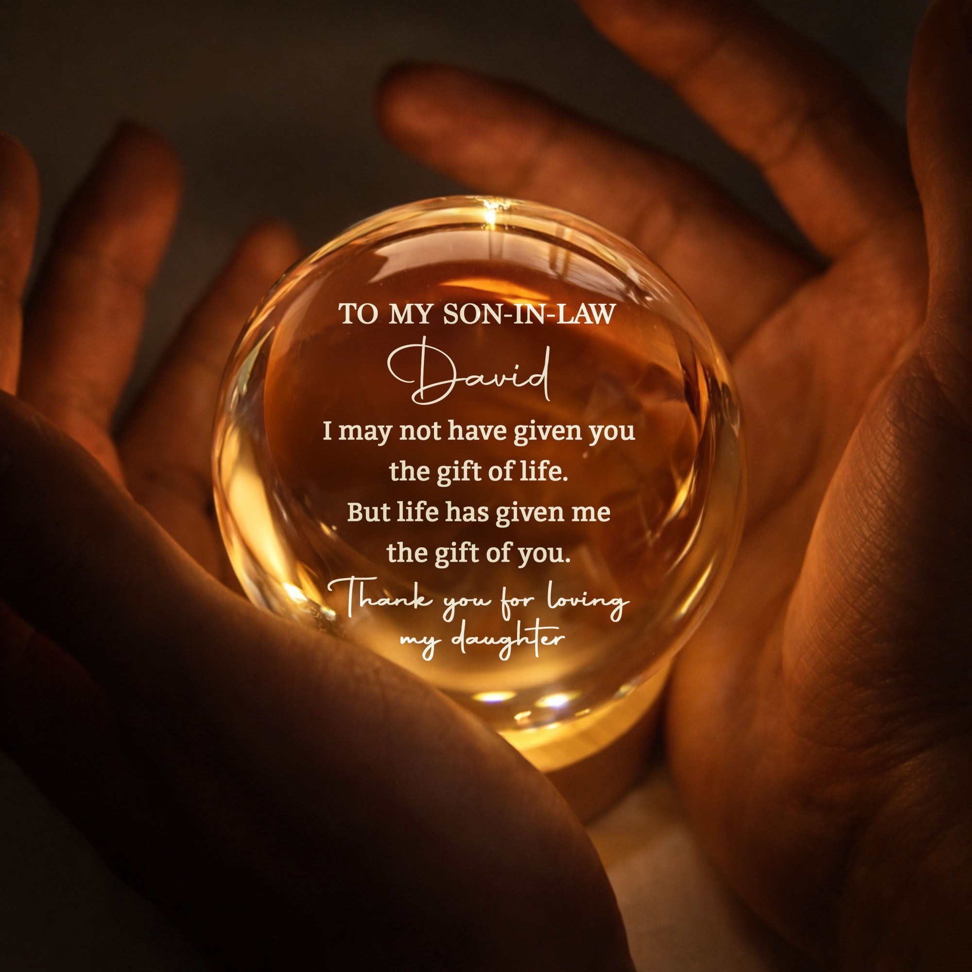 Personalized Crystal Globe Lamp Custom Gift for Son-in-Law