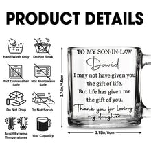 Load image into Gallery viewer, Personalized Glass Mug Custom Name Gift for Son-in-Law
