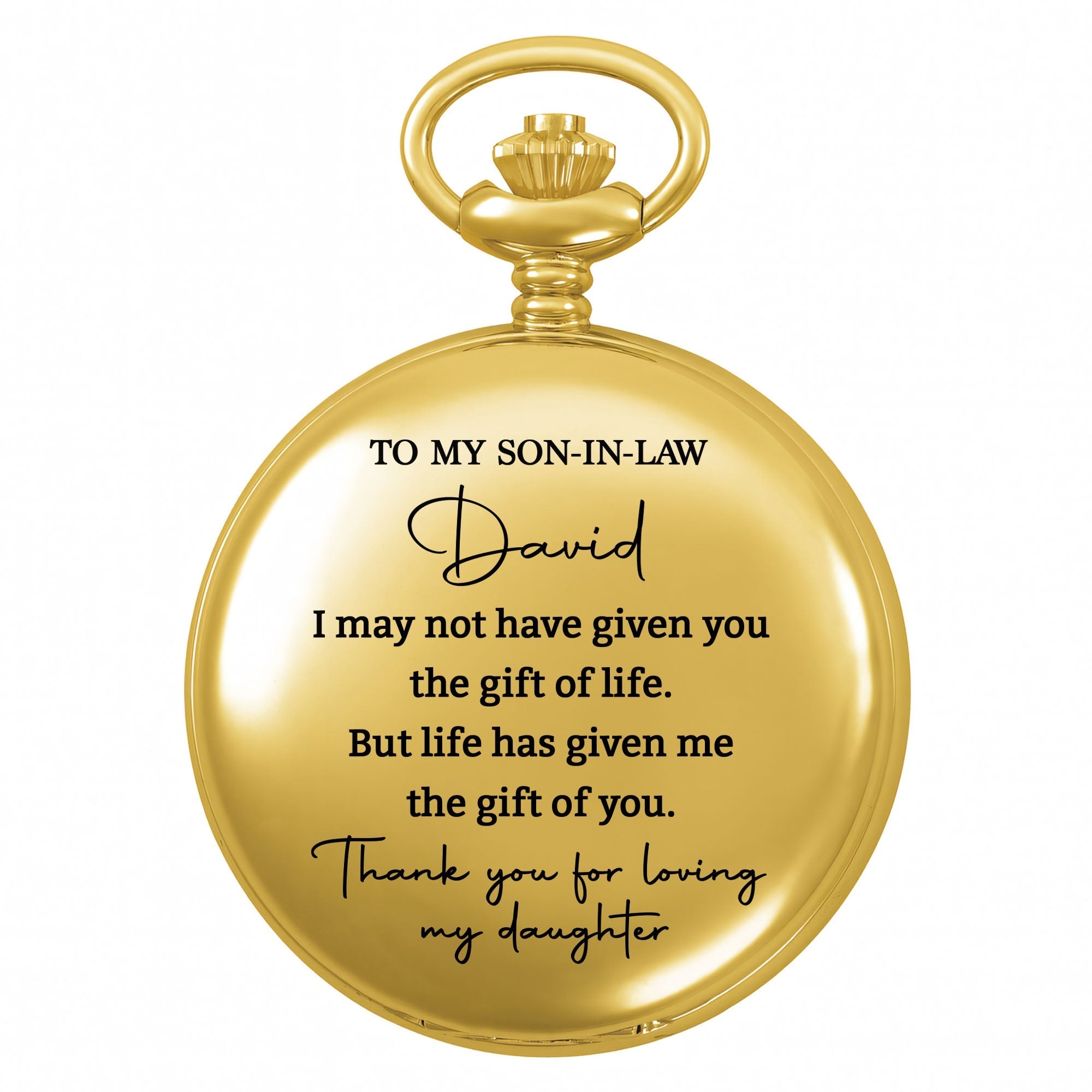 Personalized Custom Pocket Watch Gift for Son-in-Law