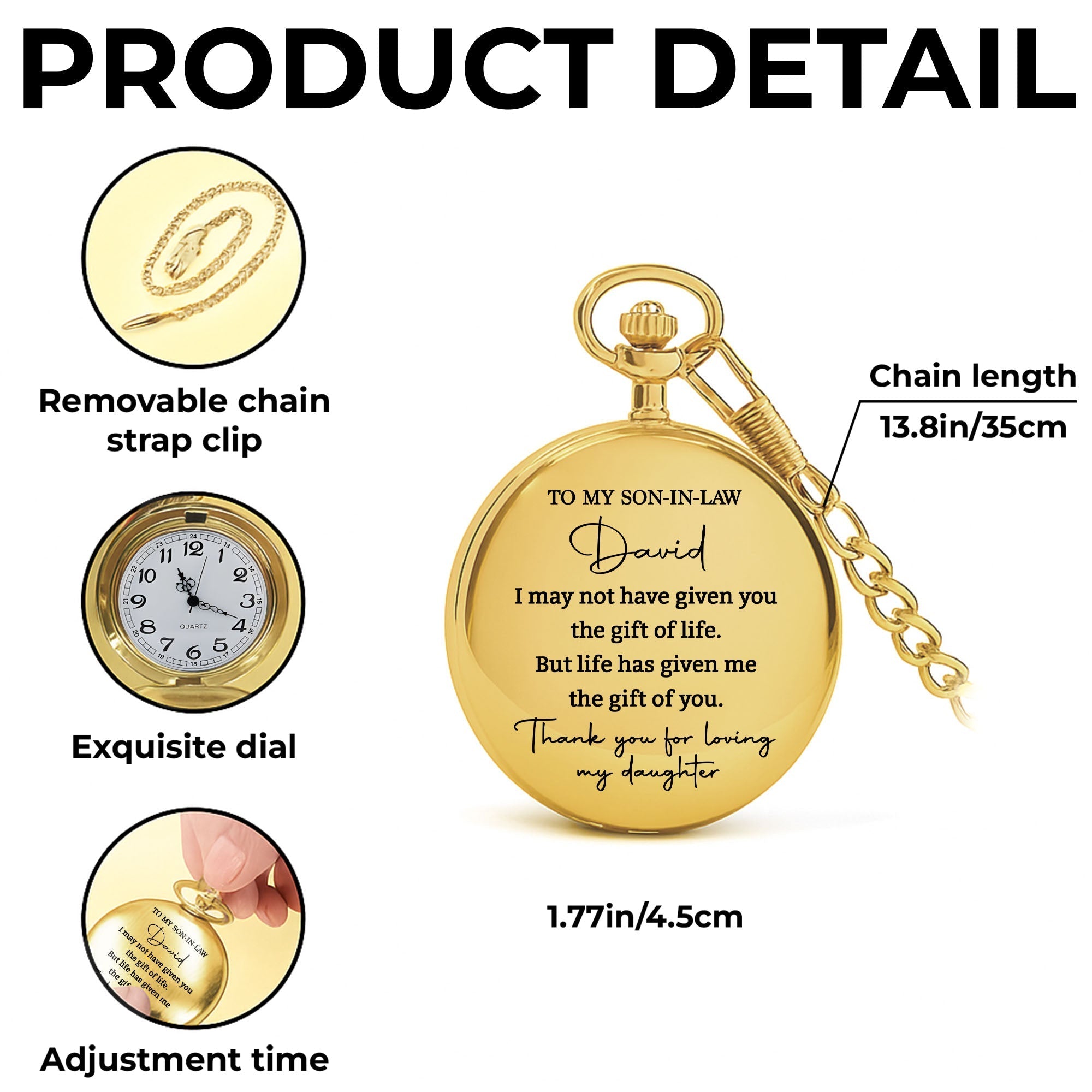 Personalized Custom Pocket Watch Gift for Son-in-Law