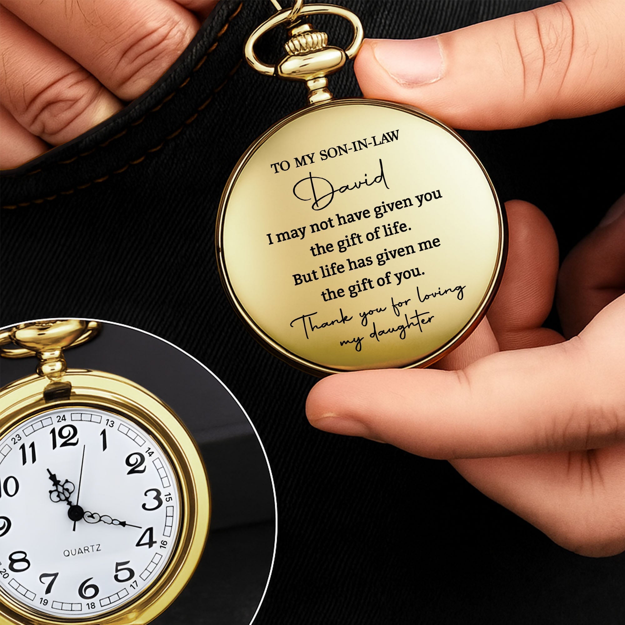 Personalized Custom Pocket Watch Gift for Son-in-Law