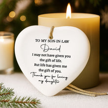 Load image into Gallery viewer, Personalized Heart-Shaped Ceramic Ornament Gift for Son-in-Law
