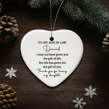 Load image into Gallery viewer, Personalized Heart-Shaped Ceramic Ornament Gift for Son-in-Law
