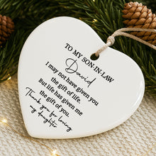 Load image into Gallery viewer, Personalized Heart-Shaped Ceramic Ornament Gift for Son-in-Law
