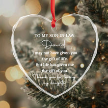 Load image into Gallery viewer, Personalized Heart Glass Ornament Custom Name Gift for Son-in-Law
