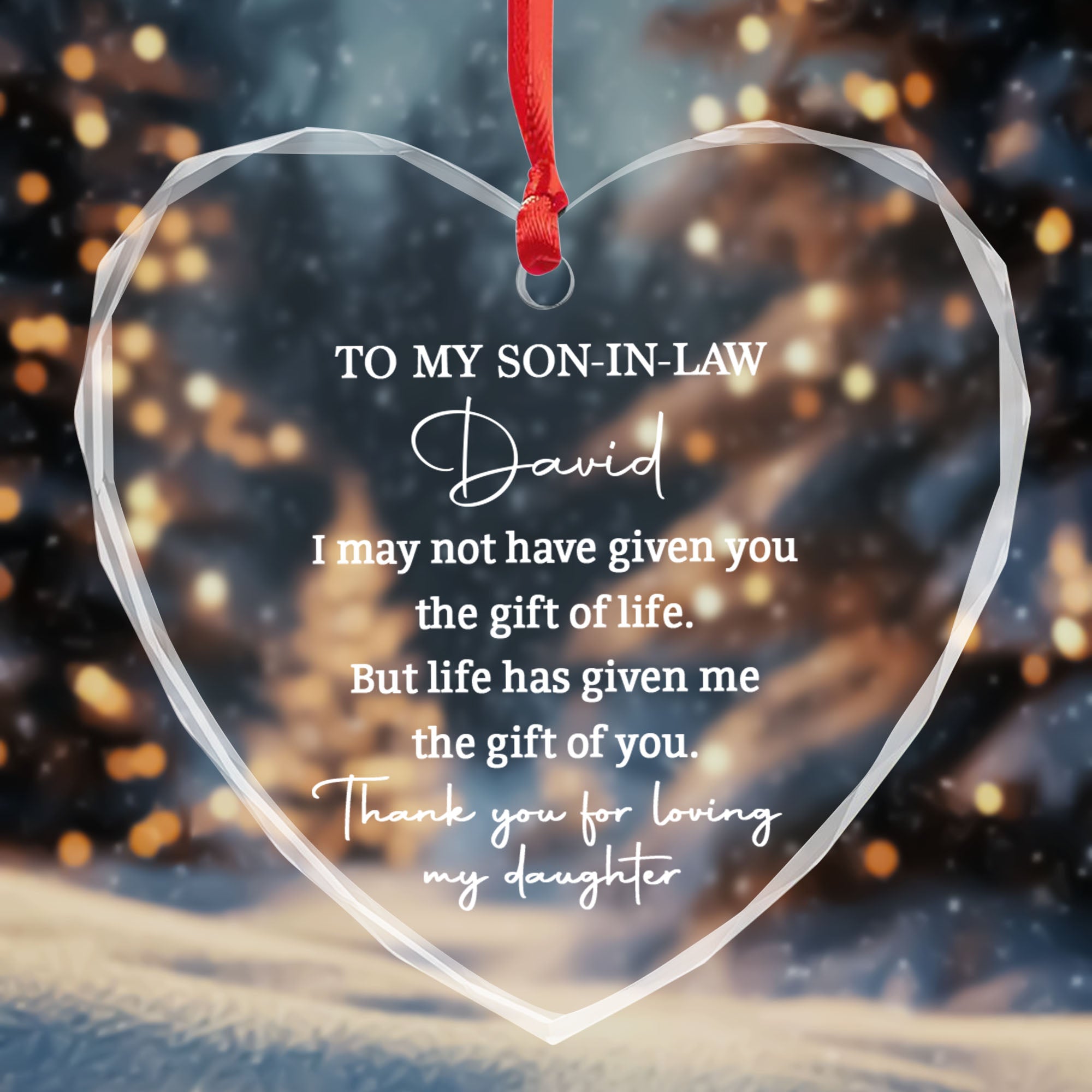 Personalized Heart Glass Ornament Custom Name Gift for Son-in-Law