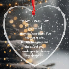 Load image into Gallery viewer, Personalized Heart Glass Ornament Custom Name Gift for Son-in-Law
