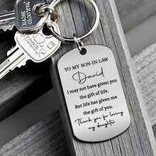 Load image into Gallery viewer, Personalized Stainless Steel Keychain Custom Engraved Gift for Son-in-Law
