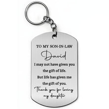 Load image into Gallery viewer, Personalized Stainless Steel Keychain Custom Engraved Gift for Son-in-Law
