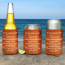 Load image into Gallery viewer, Personalized Leather Can Cooler Custom Gift for Son-in-Law
