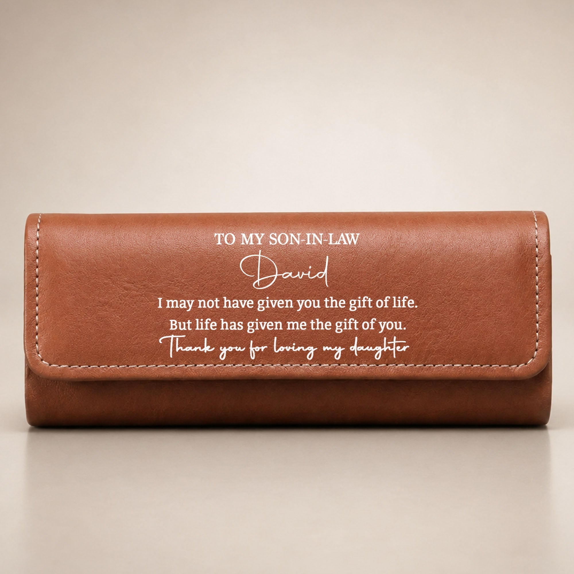 Personalized Leather Eyeglass Case Custom Name Gift for Son-in-Law