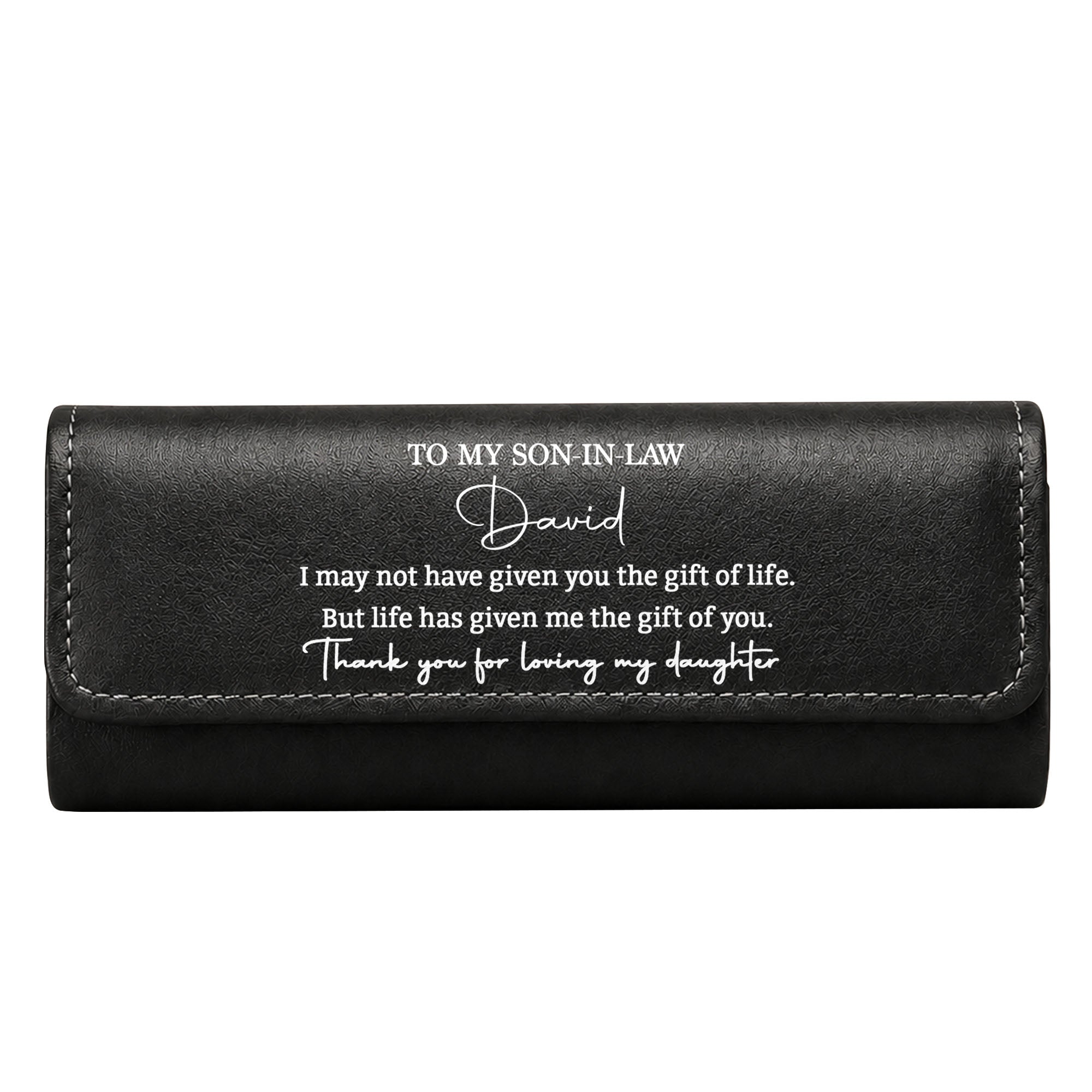 Personalized Leather Eyeglass Case Custom Name Gift for Son-in-Law