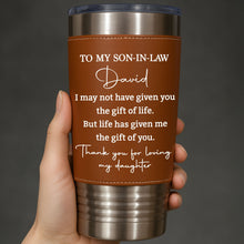 Load image into Gallery viewer, Personalized Leather Tumbler Custom Gift for Son-In-Law
