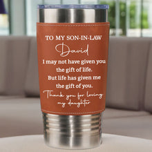 Load image into Gallery viewer, Personalized Leather Tumbler Custom Gift for Son-In-Law
