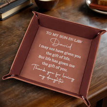 Load image into Gallery viewer, Personalized Leather Valet Tray Custom Name Gift for Son-in-Law

