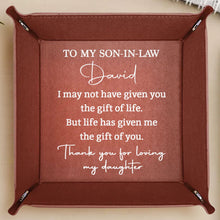 Load image into Gallery viewer, Personalized Leather Valet Tray Custom Name Gift for Son-in-Law
