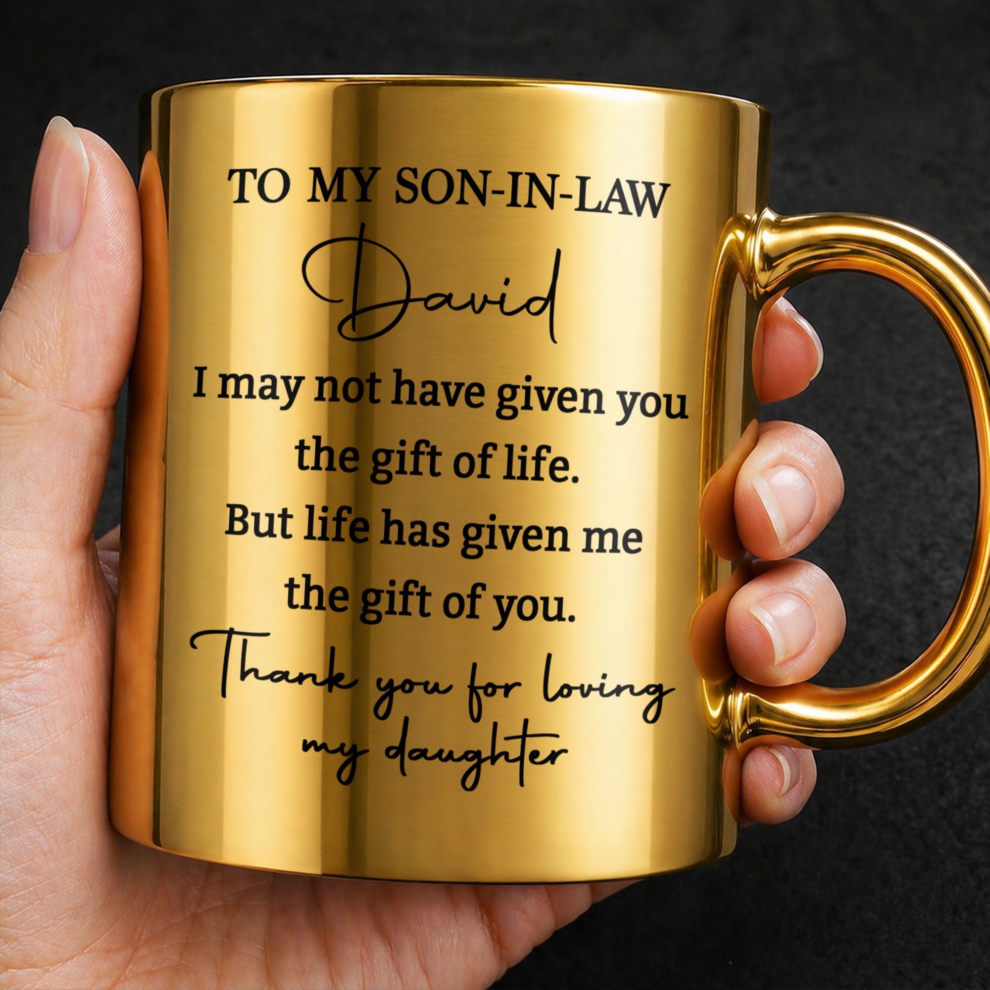 Personalized Metallic Mug Custom Gift for Son-in-Law Birthday Christmas