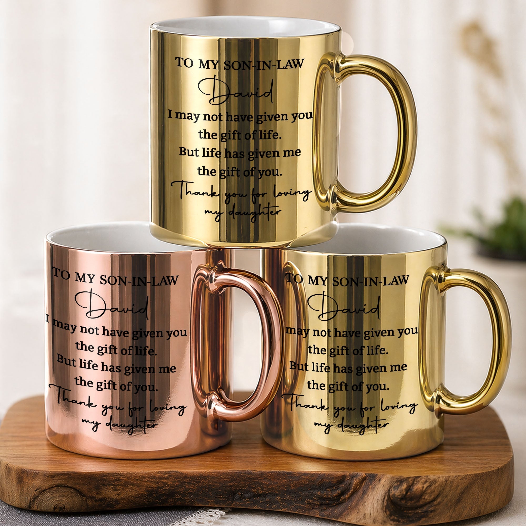 Personalized Metallic Mug Custom Gift for Son-in-Law Birthday Christmas