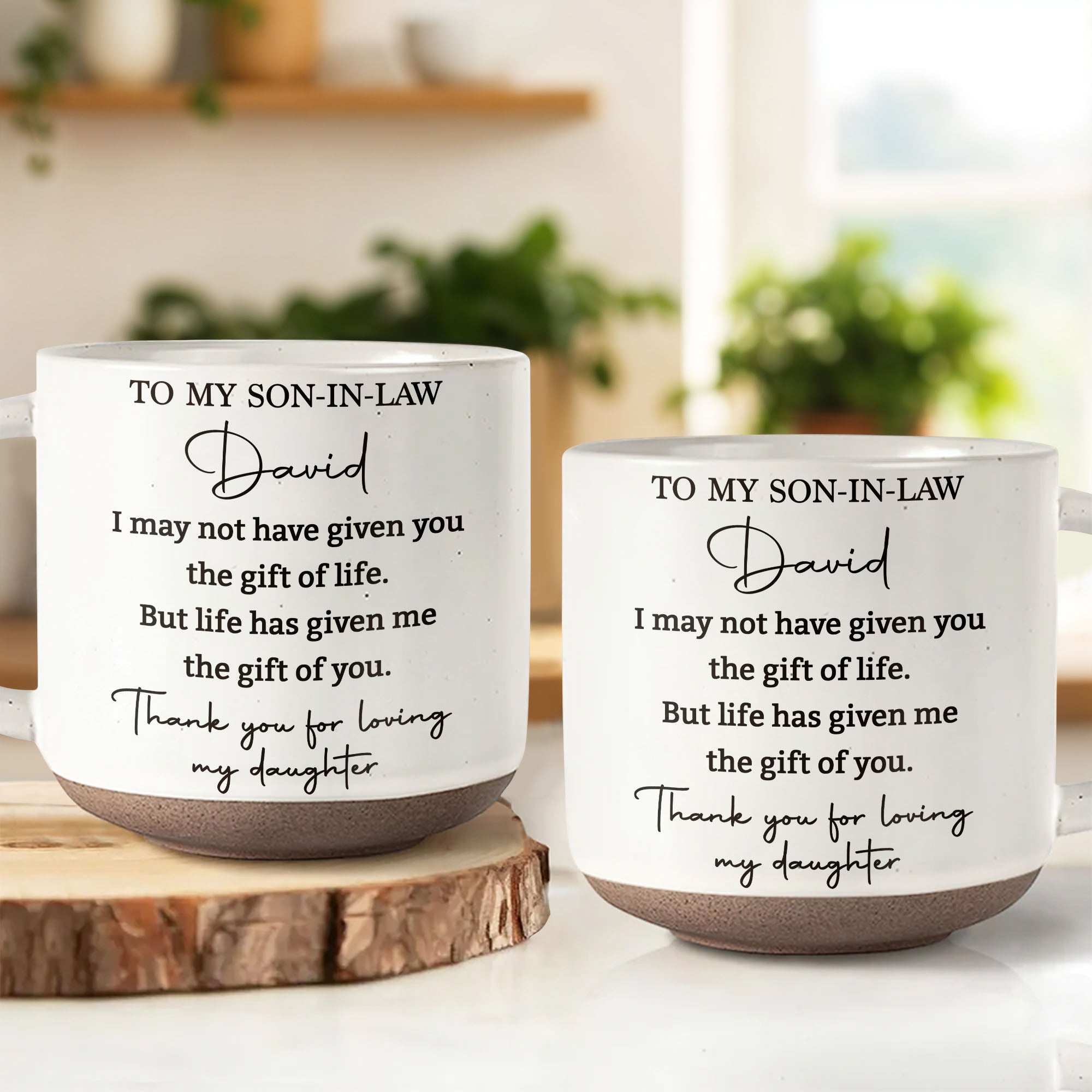 Personalized Pottery Mug for Son-in-Law with Heartfelt Message