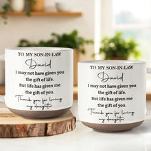 Load image into Gallery viewer, Personalized Pottery Mug for Son-in-Law with Heartfelt Message
