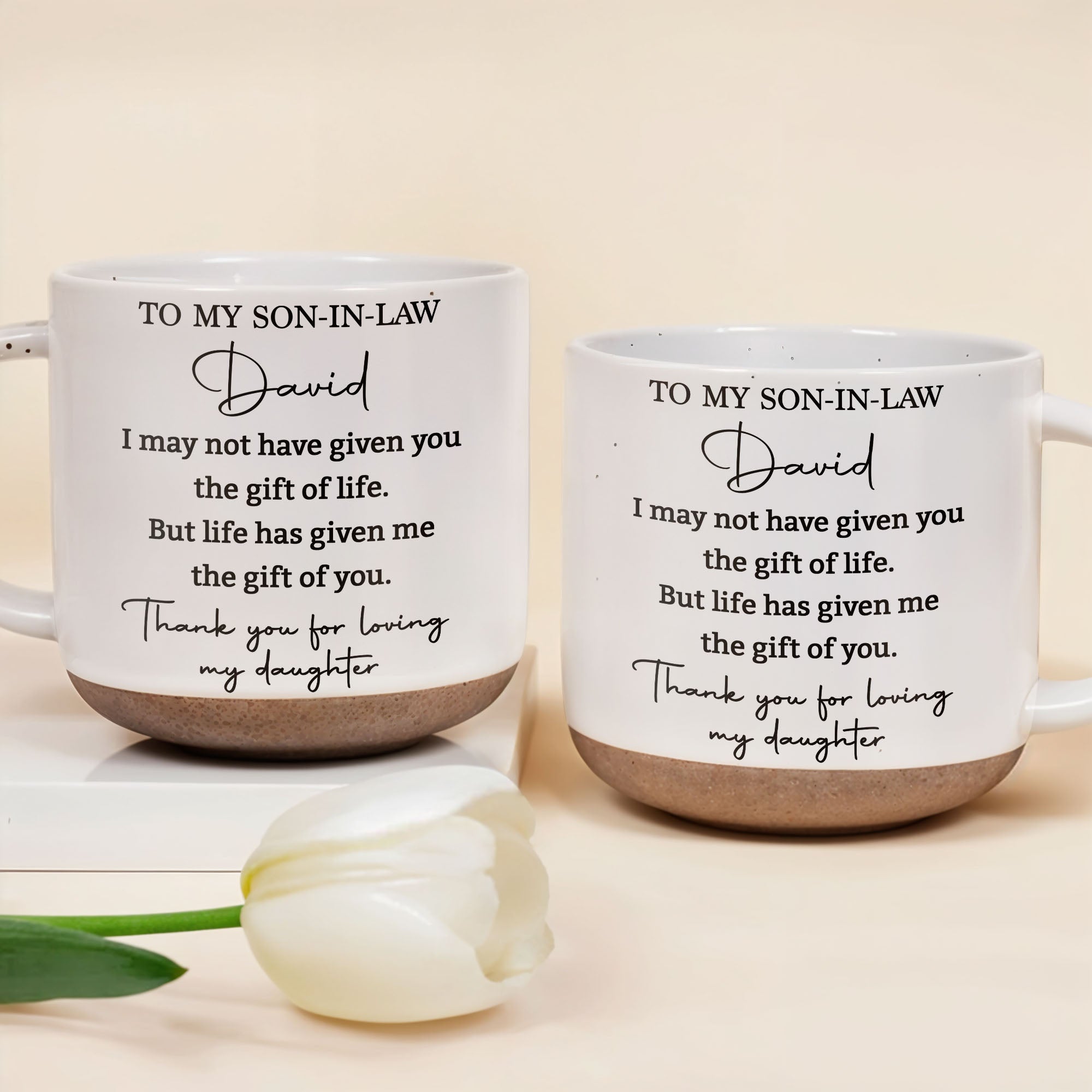 Personalized Pottery Mug for Son-in-Law with Heartfelt Message