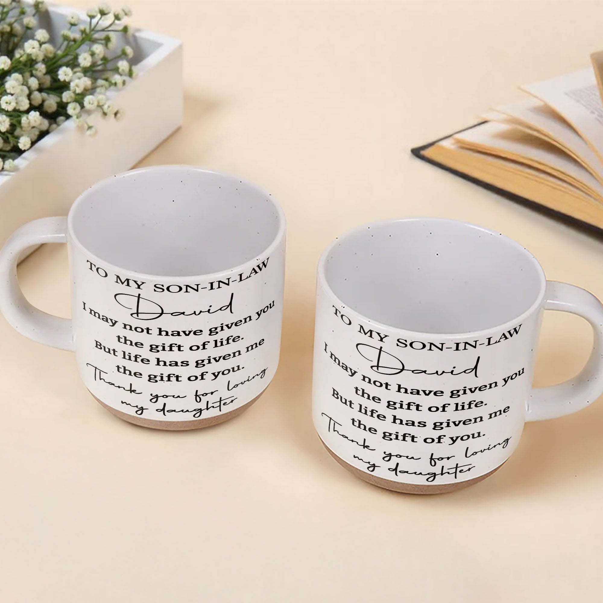 Personalized Pottery Mug for Son-in-Law with Heartfelt Message
