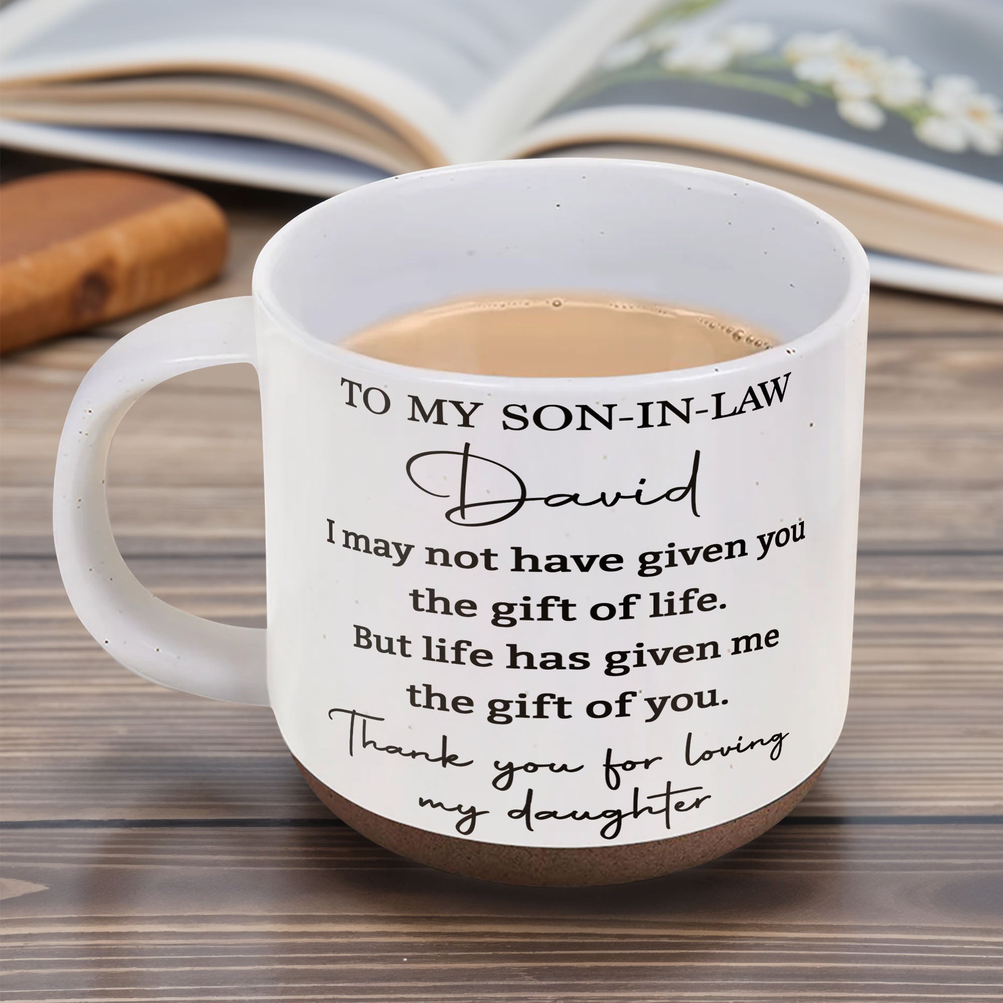 Personalized Pottery Mug for Son-in-Law with Heartfelt Message