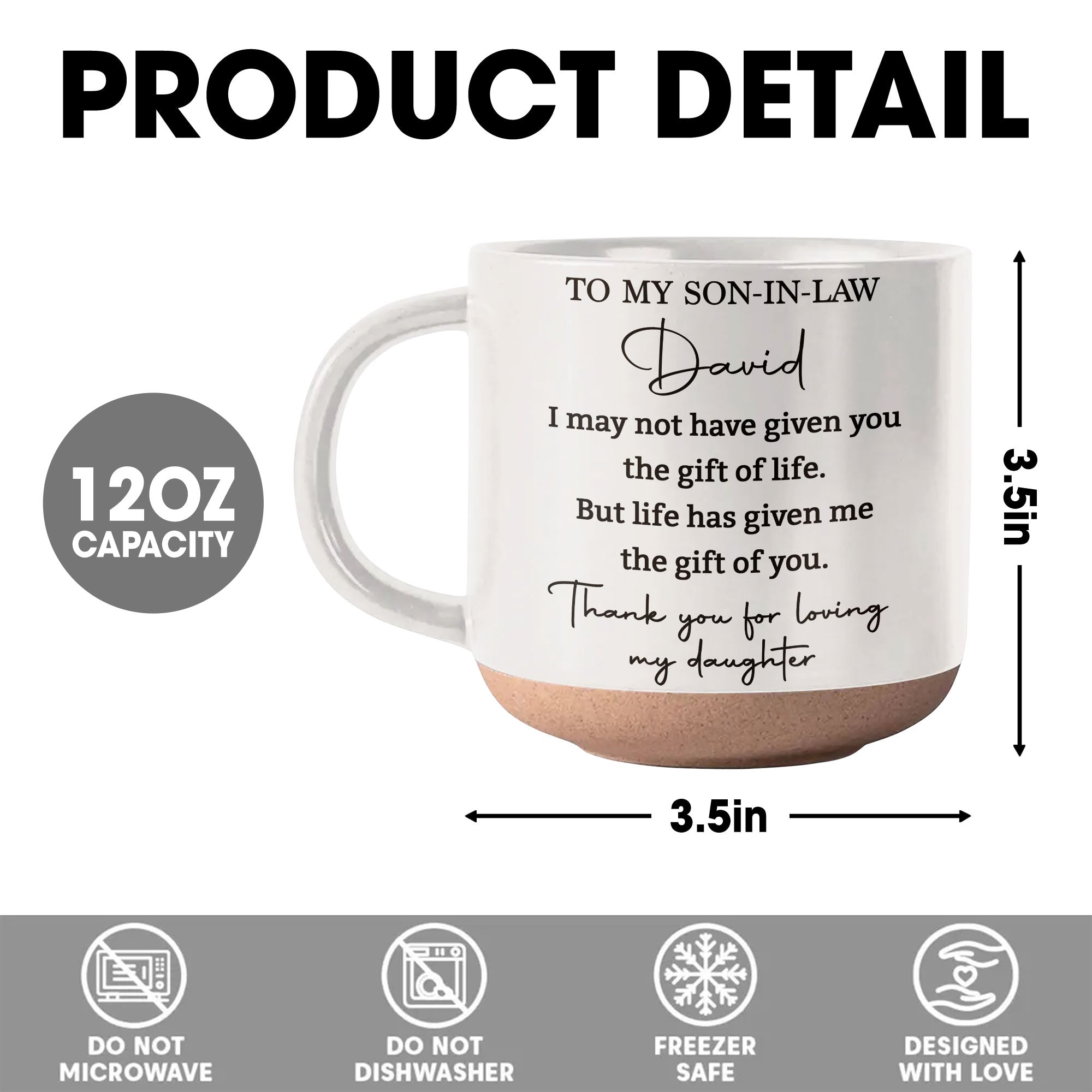 Personalized Pottery Mug for Son-in-Law with Heartfelt Message