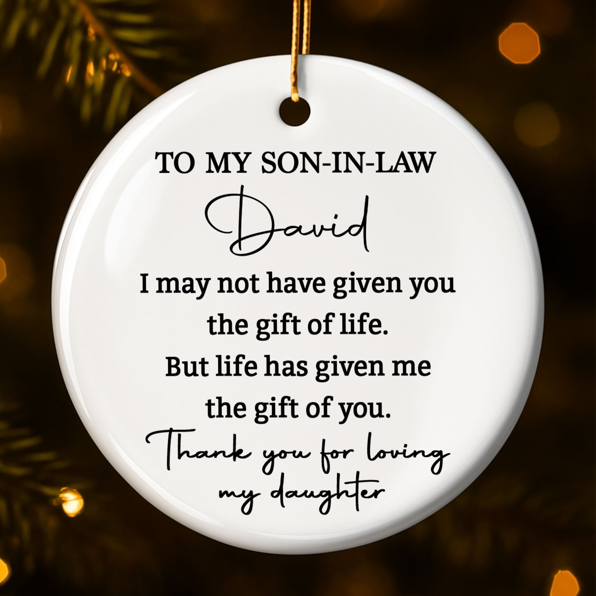 Personalized Ceramic Ornament Gift for Son-In-Law | Custom Name