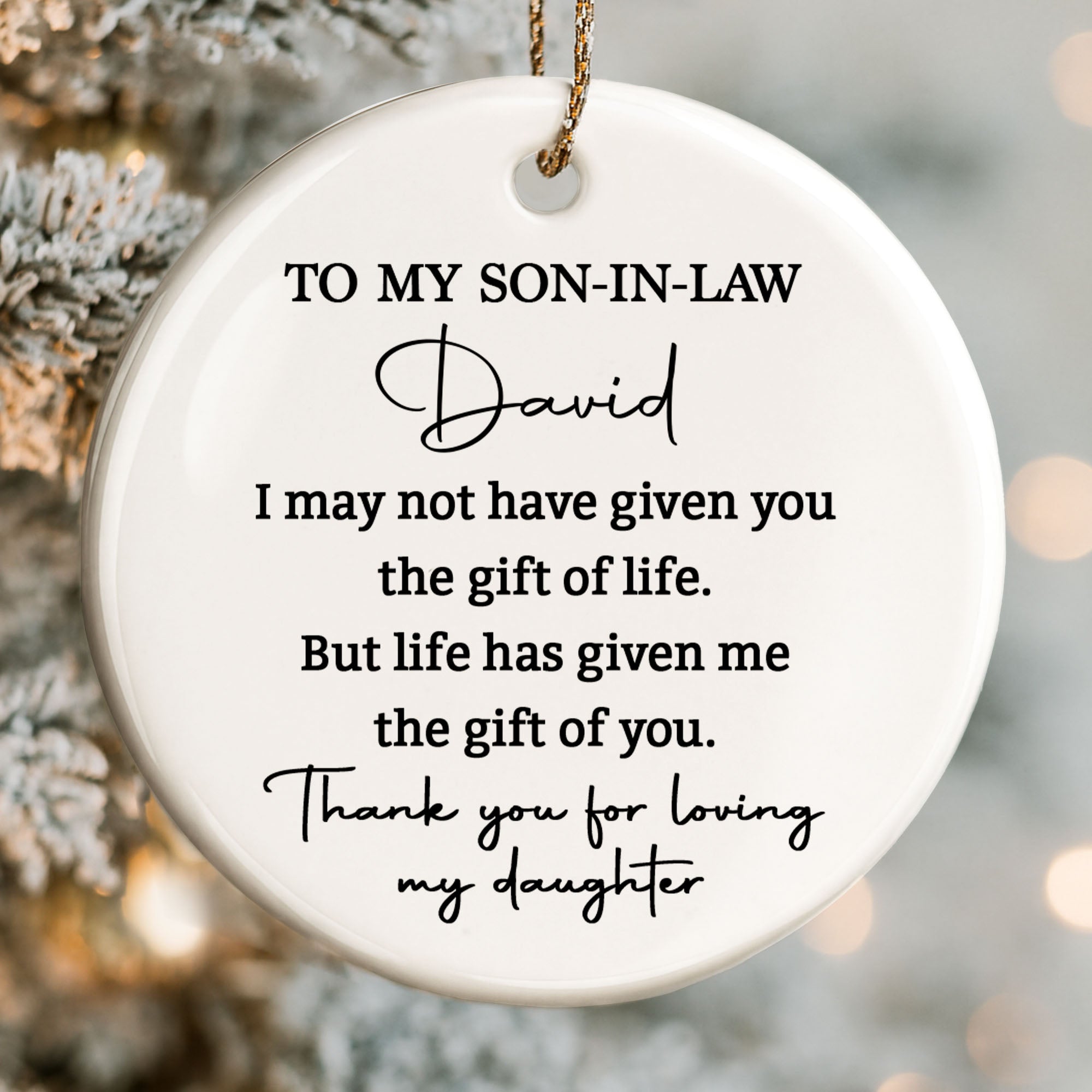 Personalized Ceramic Ornament Gift for Son-In-Law | Custom Name
