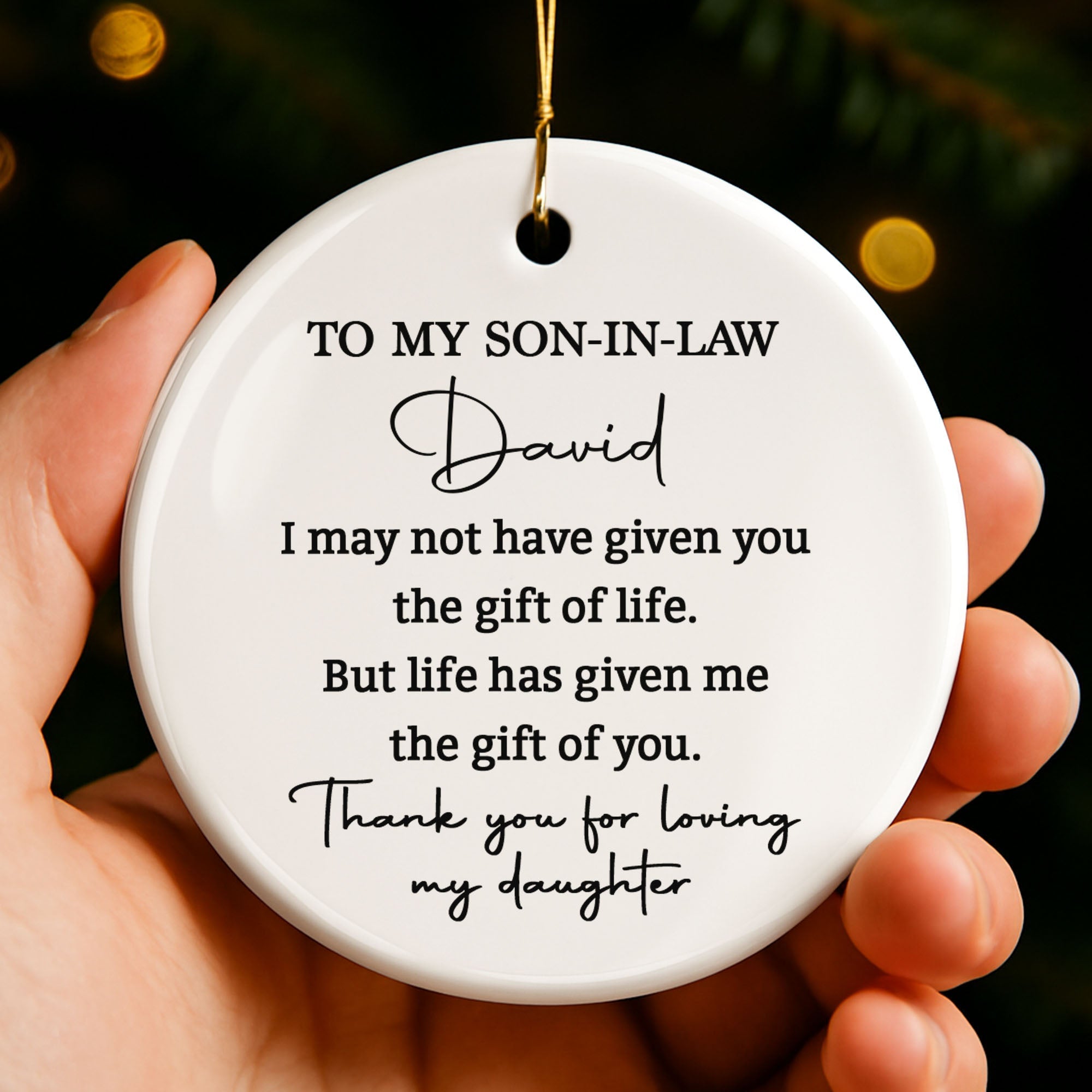 Personalized Ceramic Ornament Gift for Son-In-Law | Custom Name