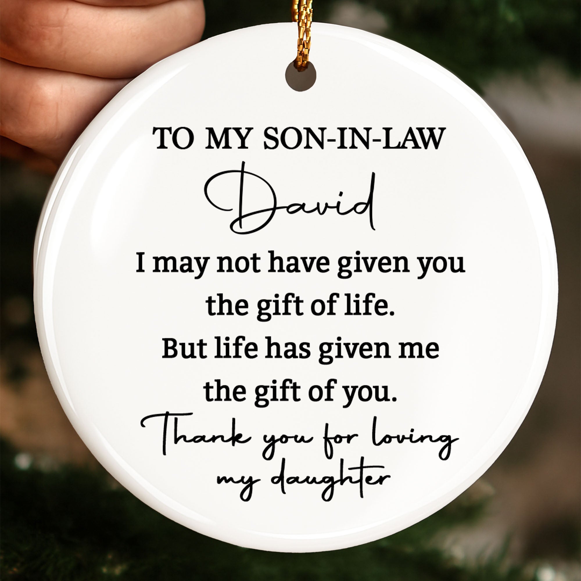 Personalized Ceramic Ornament Gift for Son-In-Law | Custom Name