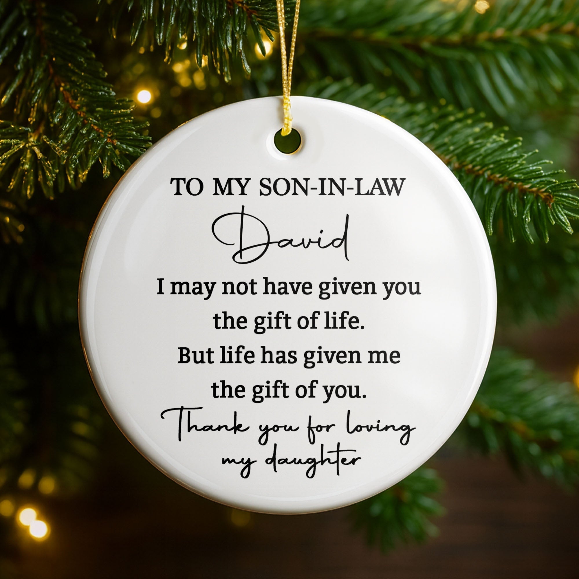 Personalized Ceramic Ornament Gift for Son-In-Law | Custom Name