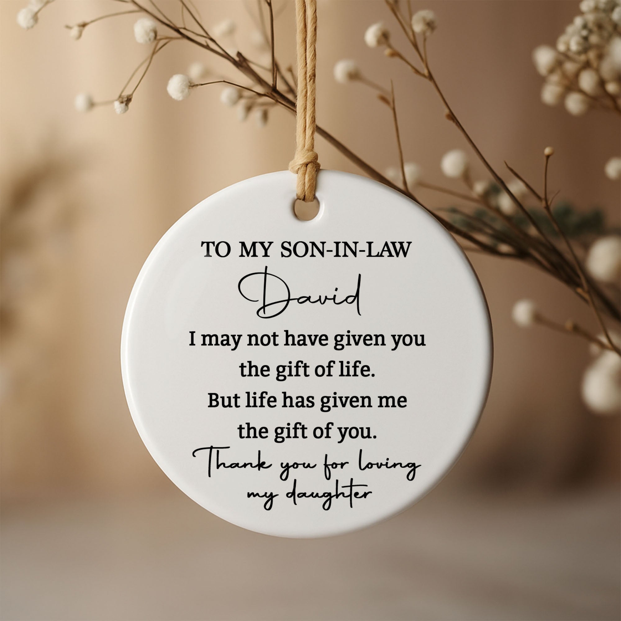 Personalized Ceramic Ornament Gift for Son-In-Law | Custom Name