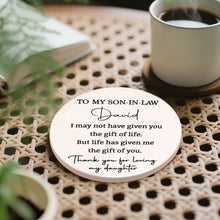 Load image into Gallery viewer, Personalized Ceramic Coaster Custom Name Gift for Son-in-Law
