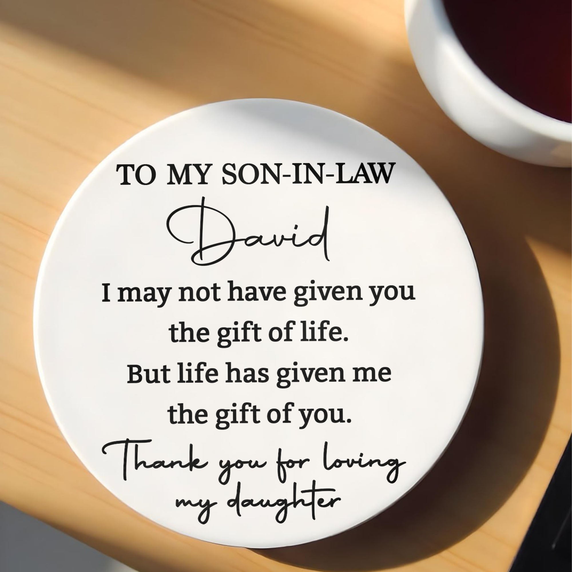 Personalized Ceramic Coaster Custom Name Gift for Son-in-Law