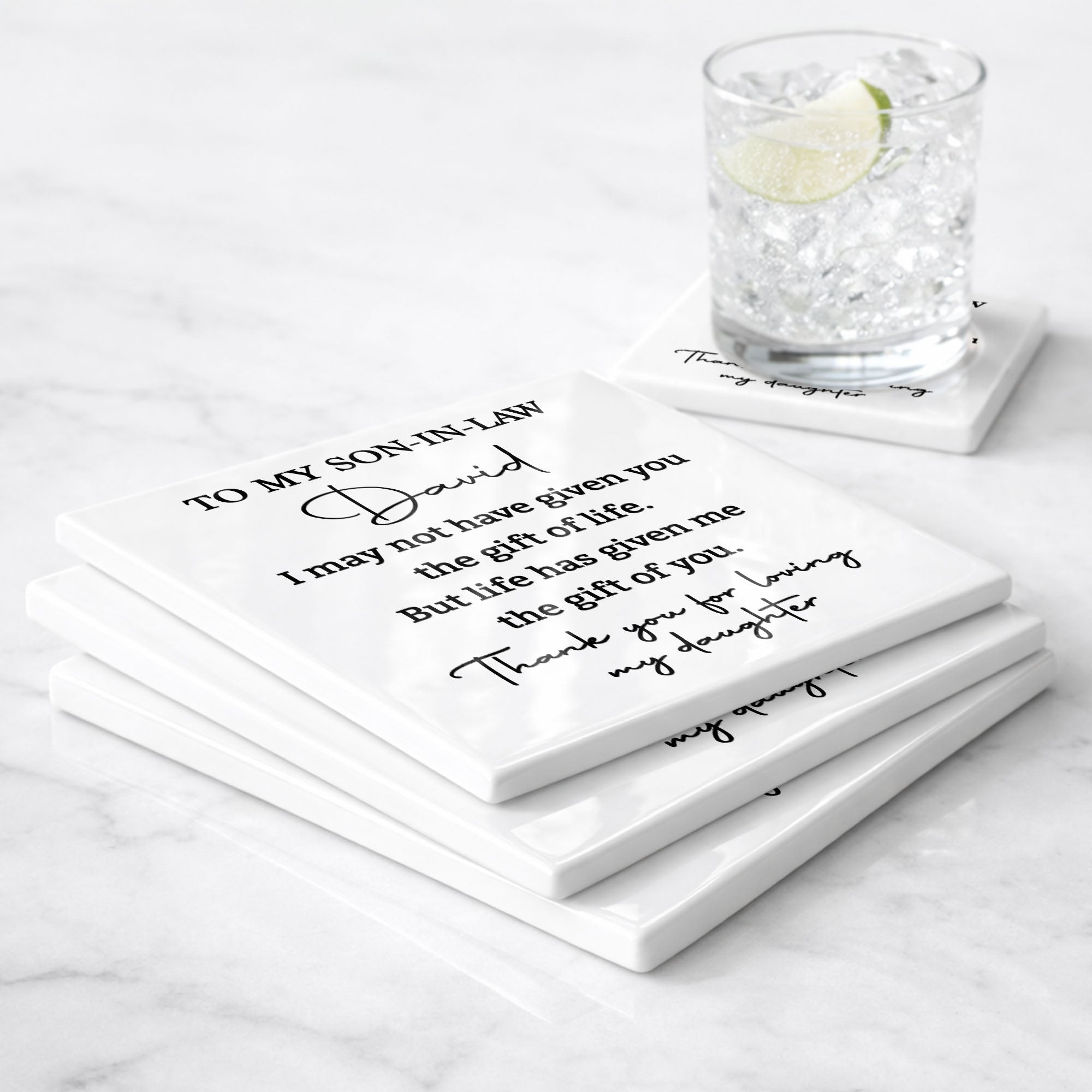 Personalized Ceramic Coaster Custom Gift for Son-In-Law
