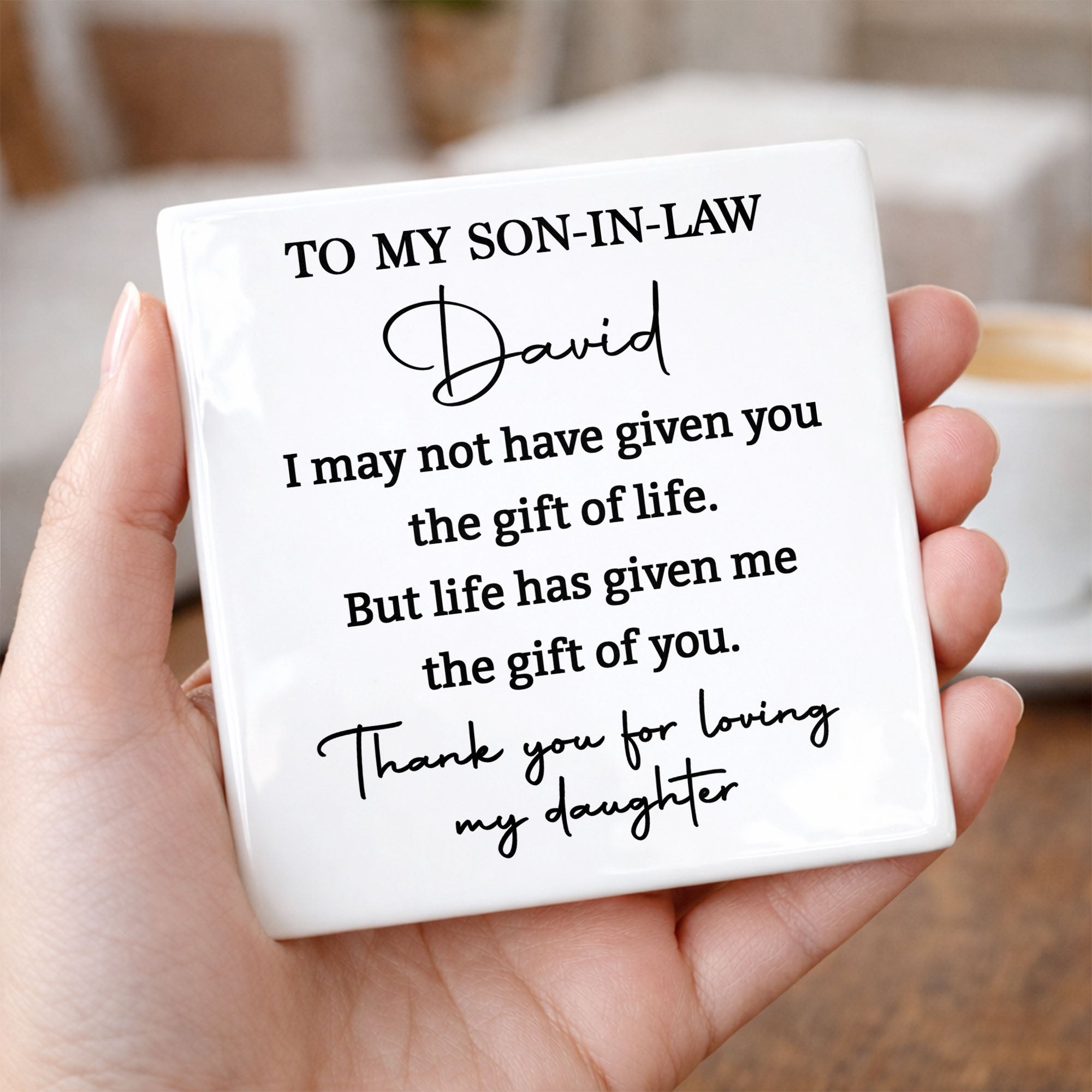 Personalized Ceramic Coaster Custom Gift for Son-In-Law