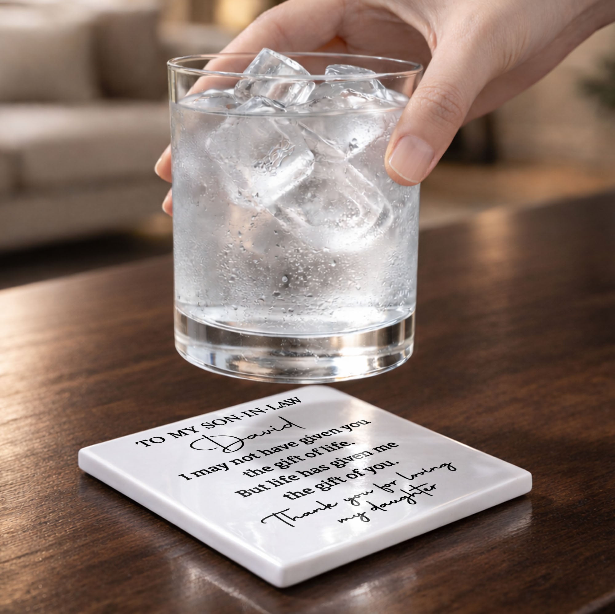 Personalized Ceramic Coaster Custom Gift for Son-In-Law