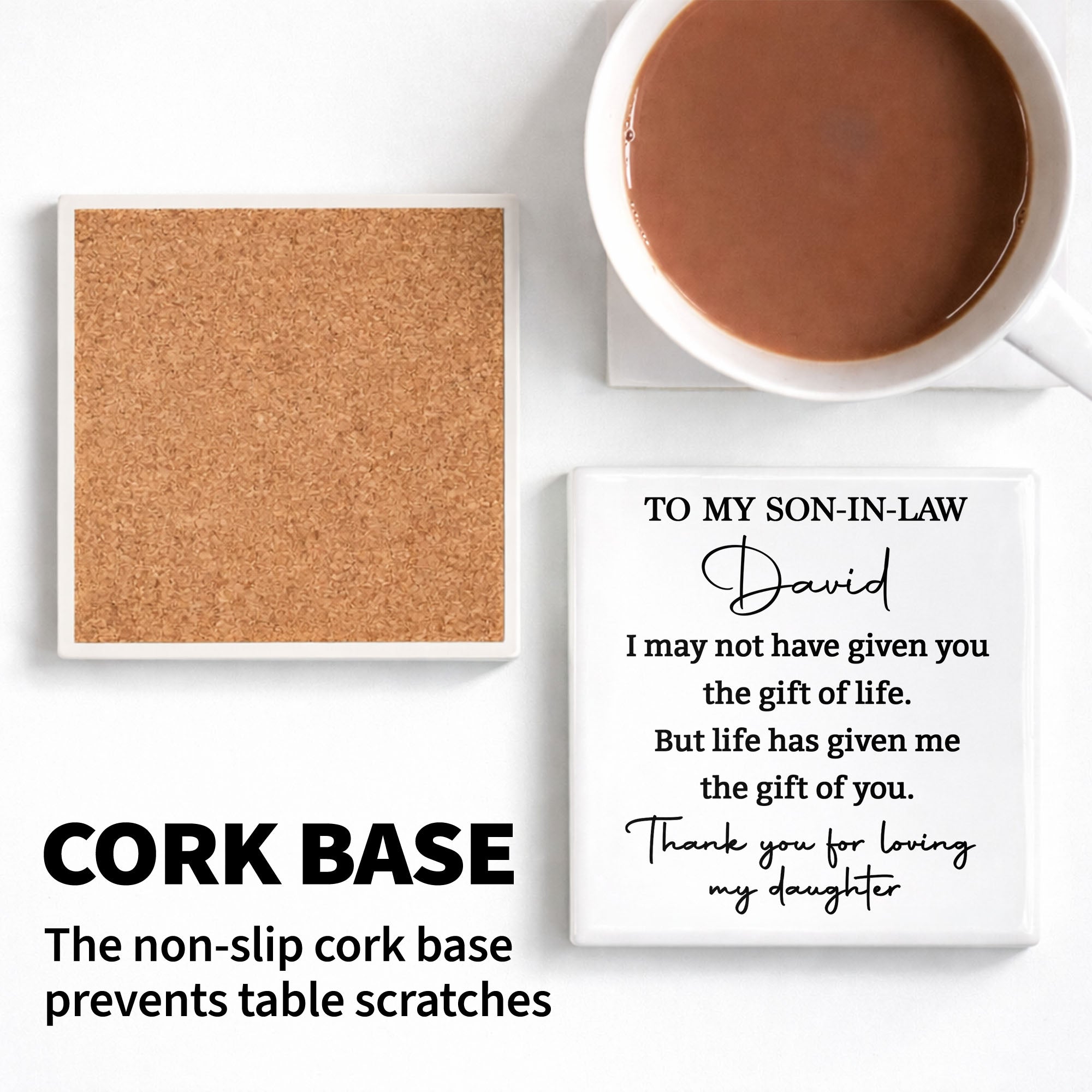 Personalized Ceramic Coaster Custom Gift for Son-In-Law