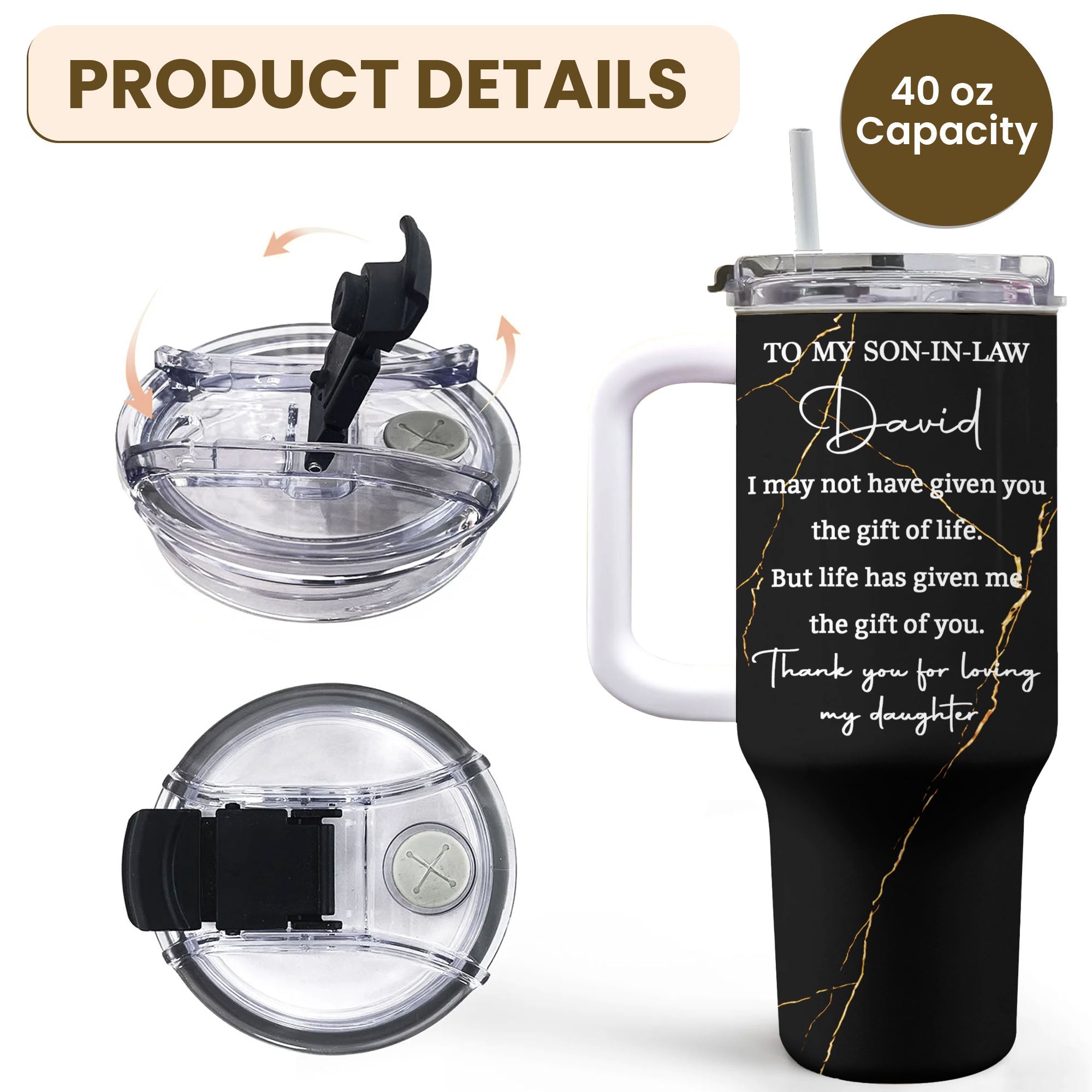 Personalized 40oz Tumbler Custom Name Gift for Son-in-Law